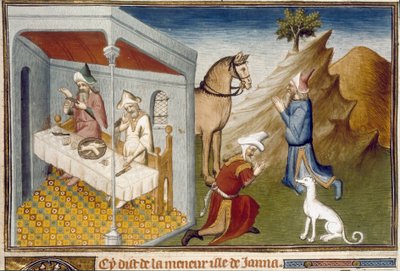 Scenes of anthropophagy and idolatry in Sumatra - Miniature from Marco Polo (1254-1324) by Unknown artist