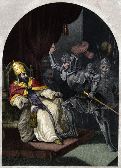 Sciarra Colonna slapping Pope Boniface VIII across the face by Unknown artist