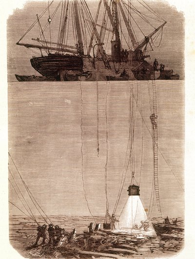 Search for Spanish Galleons Shipwrecked in Vigo Bay in 1702. Page Taken from Emporio Picturesco 1871 by Unknown artist