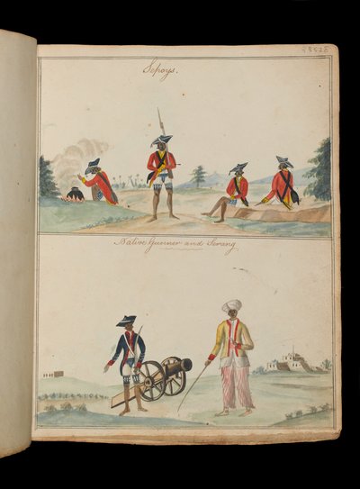 Sepoys, a native gunner and a serang (boatswain) by Unknown artist