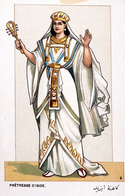 Series of chromolithographs of opera costumes on the occasion of the first representation of Aida by Giuseppe Verdi: the priestess of Iside. 1872 by Unknown artist