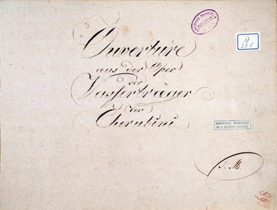 Sheet music of The two days (overture), opera by Luigi Cherubini by Unknown artist