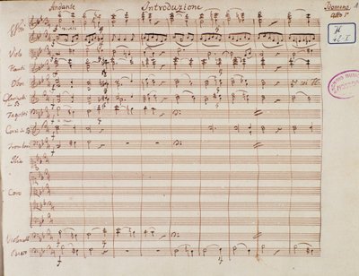Sheet music page for Idomeneo, King of Crete, opera by Mozart, Lichtenthal version (1843) by Unknown artist