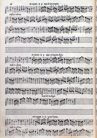 Sheet music page of treatise on ornamentation by Girolamo della Casa by Unknown artist