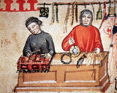 Shop for Handicrafts (14th century manuscript) by Unknown artist