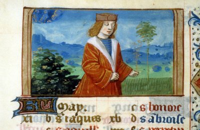 Sign of Gemini and Man in the Fields - Miniature, Middle Ages by Unknown artist