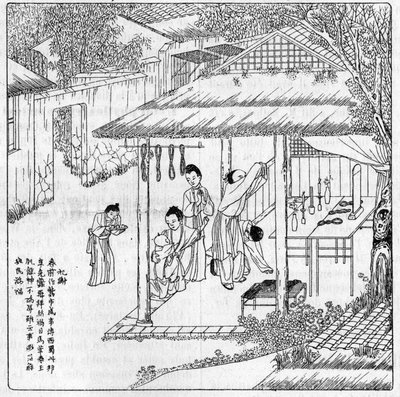 Silk and silk worm in China: thanks to the goddess of silk by Unknown artist