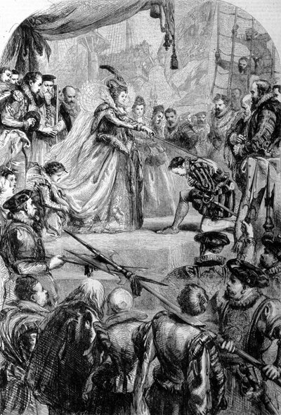Sir Francis Drake (1540-1596), English navigator was knighted by Queen Elizabeth I in 1581. Engraving by Unknown artist