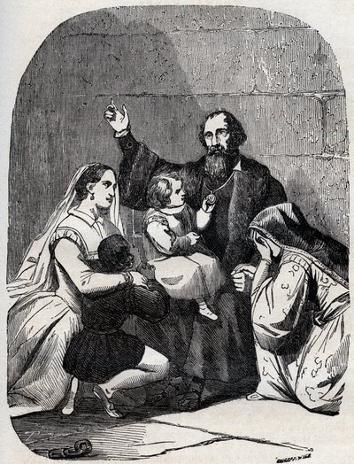 Sir Thomas More (Morus) (1478-1535) and his daughter Margaret and children in prison by Unknown artist