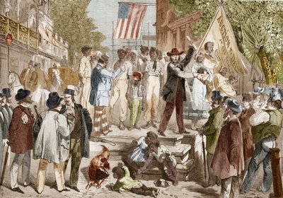 Slave sale in Richmond, United States in 1864. by Unknown artist
