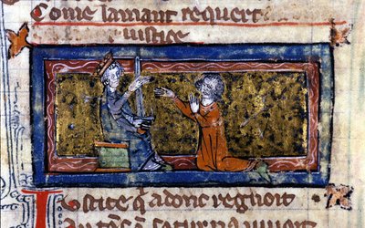 Softening of a knight by the Lord. Manuscript from the 13th century by Unknown artist