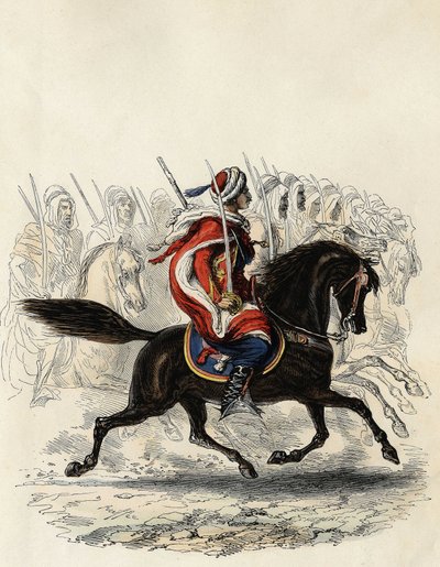 Spahis (Indian cavalry corps of the French army) composed mainly of Arab horsemen trained for the province of Algiers in 1834, d