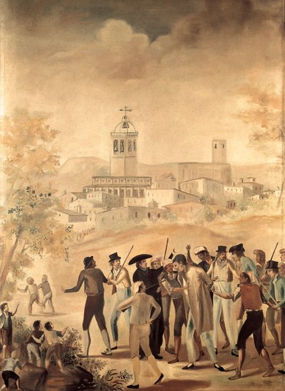 Spanish War of Independence: arrest of a French citizen close to Manresa, Anonymous painting by Unknown artist