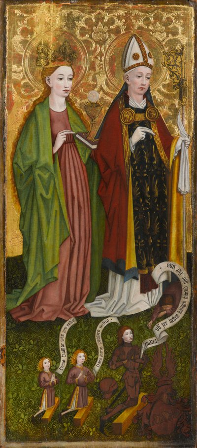 St. Barbara and St. Valentine with Caspar von Laubenberg and His Sons, circa 1450 by Unknown artist