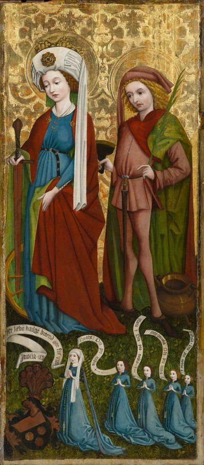 St. Catherine and St. Vitus with Anna von Freiberg and Her Daughters by Unknown artist