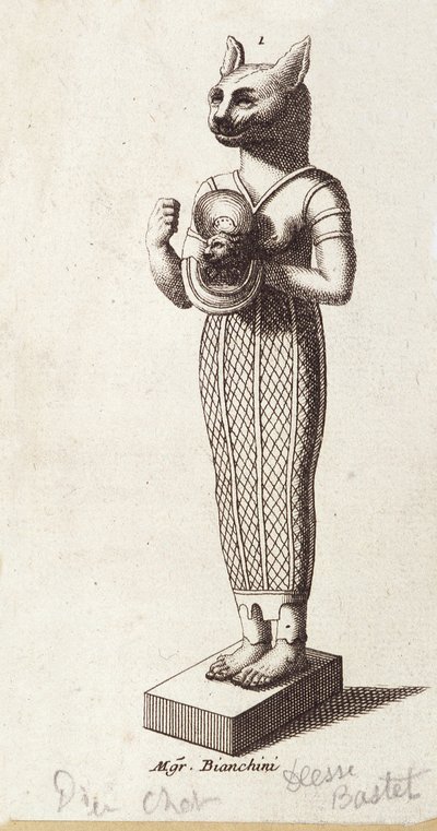 Statue of the Goddess of Dance, Cat-head Bastet (Ancient Egypt). Goddess in ancient Egyptian religion by Unknown artist