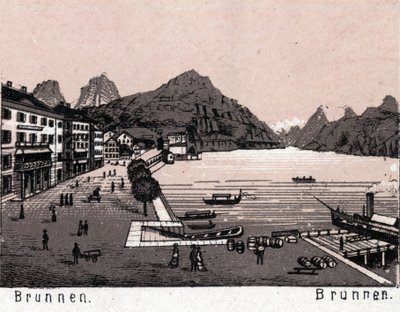 Switzerland: View of the City of Brunnen. in “The World Illustrates 168 Views” Undated (late 19th century) by Unknown artist