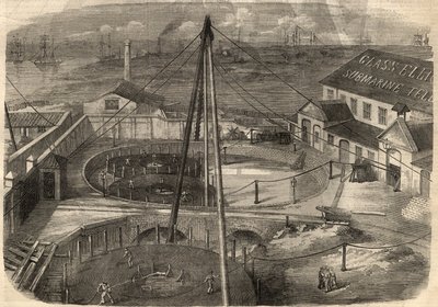 Telegraphy: The Transatlantic Cable Produced at the Glass Factory, Elliot and Company in East Greenwich is Ready to be Delivered. Engraving in 