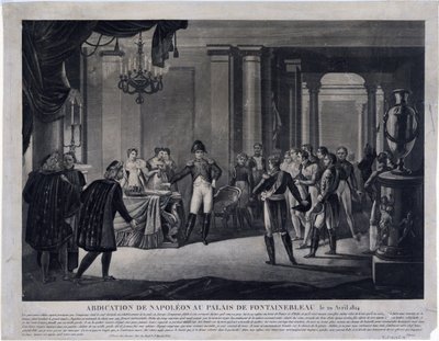 The Abdication of Napoleon at Fontainebleau on 11 April 1814 (engraving) by Unknown artist