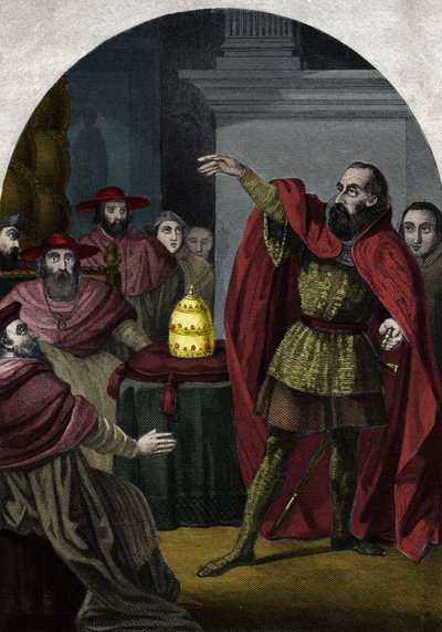The Antipope John XXIII (1410-1415) (Baldassarre Cossa) was proclaimed sovereign pontiff by the Council of Pisa in 1410. Engraving from 1842 in 