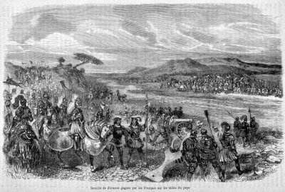 The Battle of Fornoua (Fornovo) won by the French over the allies of the Pope in 1495 - in 