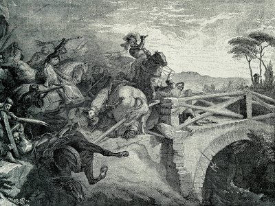 The Battle of Garigliano between French and Spanish during the Third Italian War, 29 December 1503: Gonzalo Fernandez De Cordoba called El Gran Capitan by Unknown artist