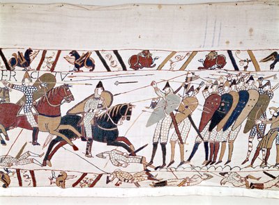 The Battle of Hastings, won by William I the Conqueror on 14/10/1066. Bayeux tapestry, known as Embroidery of Queen Mathilde. by Unknown artist