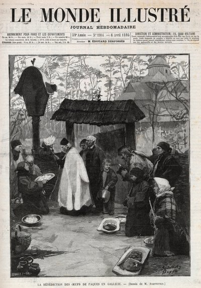 The Benediction of Easter Eggs in Galicia - Engraving in 