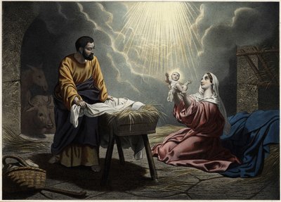 The Birth of Christ. Anonymous Engraving from the Middle of the 19th Century by Unknown artist