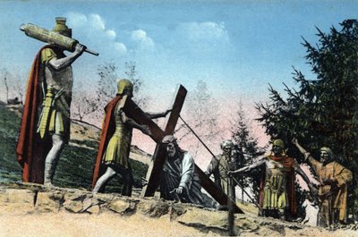 The Calvary of Lourdes (Way of the Cross): III Station - Jesus Falls Under the Weight of His Cross by Unknown Artist
