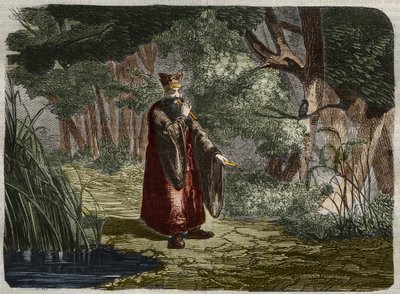 The Chinese Ling Mon discovers the tuning by blowing in the stem of a bamboo by Unknown artist