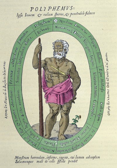 The Cyclops Polyphemus, satire against Nicolas Durand de Villegagnon, French military and explorer by Unknown artist