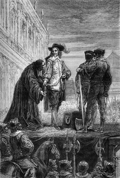 The Execution of King Charles the First - Execution of King Charles I Stuart of England at Whitehall - The king gives his necklace to the bishop by saying 