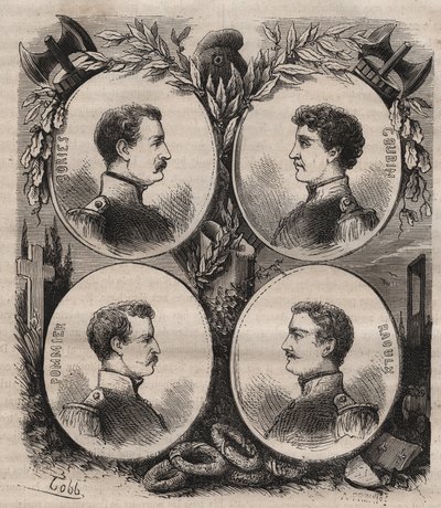 The Four Sergeants of La Rochelle Accused Under the Restoration of Wanting to Overthrow the Monarchy and Guillotined in 1822 by Unknown artist