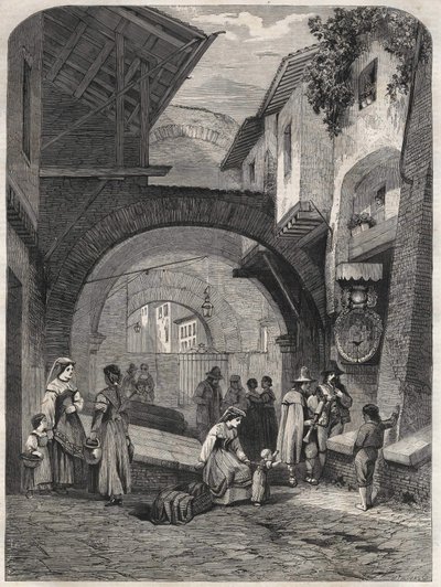 The Ghetto in Rome in the 19th century, engraving by Unknown artist