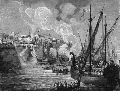 The Greek fire used by the besiegers and the besieged at the siege of Constantinople by Muhammad II in 1453. In 