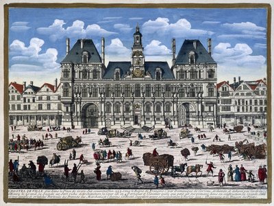 The Hôtel de Ville de Paris and Its Square in the 16th Century - Engraving by Unknown artist