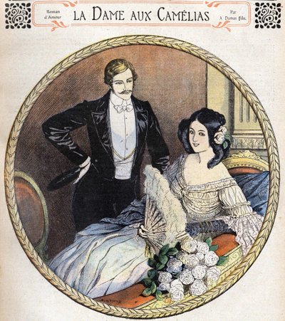 The Lady of the Camelias by Alexandre Dumas Jr., an illustration at the end of the 19th century after the journal of novels by Unknown artist