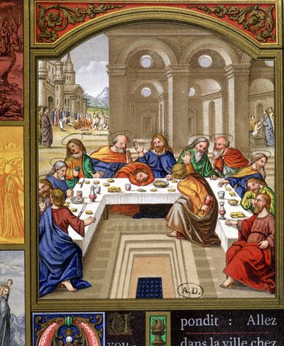 The Last Supper - reproduction of an Italian document (c.1500) by Unknown artist