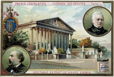 The National Assembly and Portraits of Gambetta and Thiers - Chromo. Liebig, Early 20th Century by Unknown artist