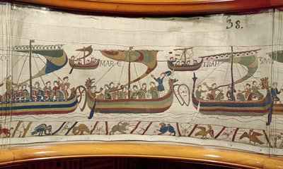 The Norman invasion fleet crosses the channel, Bayeux Tapestry by Unknown artist