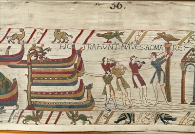 The Normans pull their ships to the sea, Bayeux Tapestry by Unknown artist