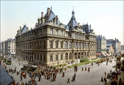 The Palais de la Bourse in Lyon. Photochrome around 1890 by Unknown artist