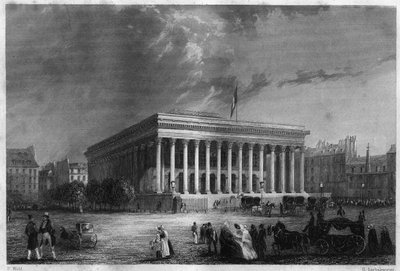 The Paris Stock Exchange in the middle of the 19th century by Unknown artist