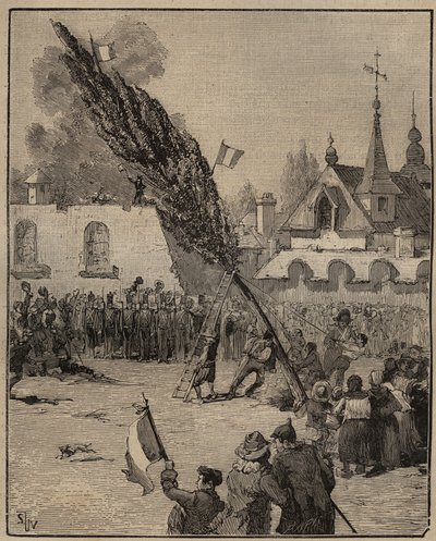 The Plantation of a Liberty Tree during the Revolution (Liberty pole) - Plantation of a Liberty Tree (poplar) in France. Engraving from 1885 in 