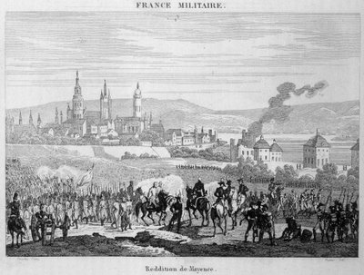 The Prussian troops took over from the French the city of Mainz in Germany, July 1793. Engraving of the 19th century by Unknown artist