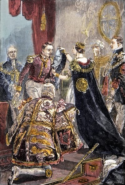 The Queen Victoria investing the Emperor of the French with the Order of the Garter at Windsor Castle by Unknown artist