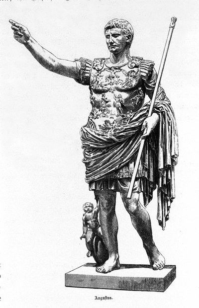 The Roman Emperor Augustus (Octavian) (63 BC - 14), Engraving of the 19th century. by Unknown artist
