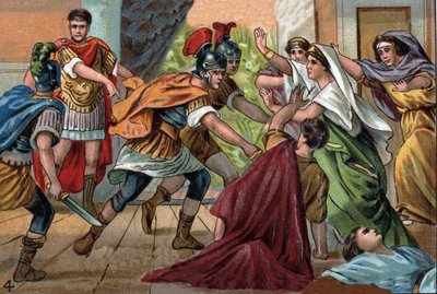The Roman Emperor Caracalla (188-217) murdered his brother Geta in the arm of his mother by Unknown artist