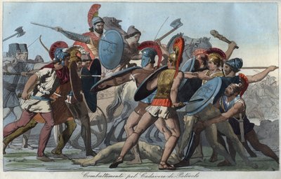 The Trojan War - Battle for the body of Patroclus - engraving from 
